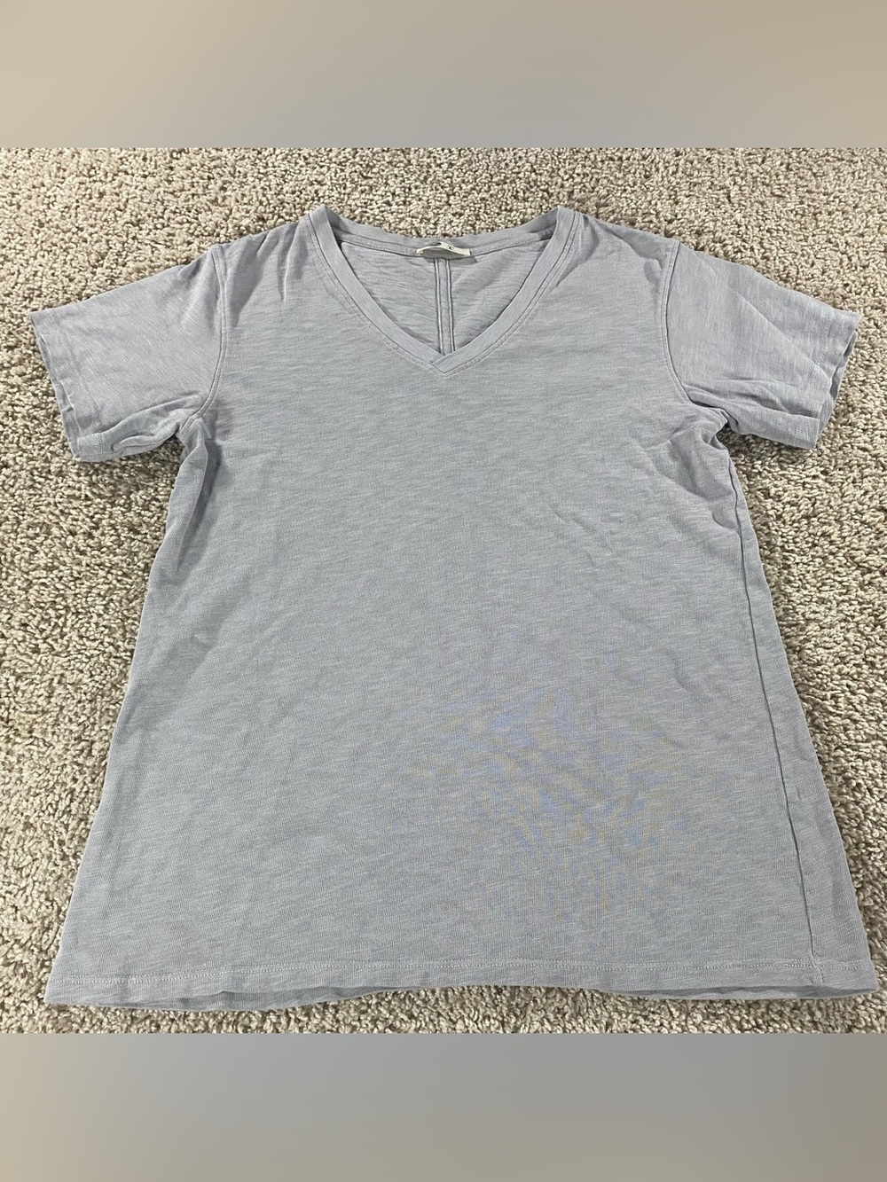 American Giant V-Neck Short Sleeve Shirt - Light Gray Minimalist Supima